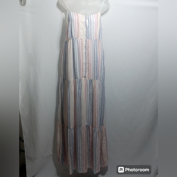 Splendid | Arcoiris | Tiered Maxi Dress Linen Blend Maxi Dress Small - Picture 3 of 8